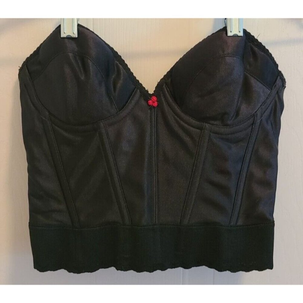 CARNIVAL Low Plunge Longline Bustier Bra Style 203 Black Strapless Sz 34B ILGWU